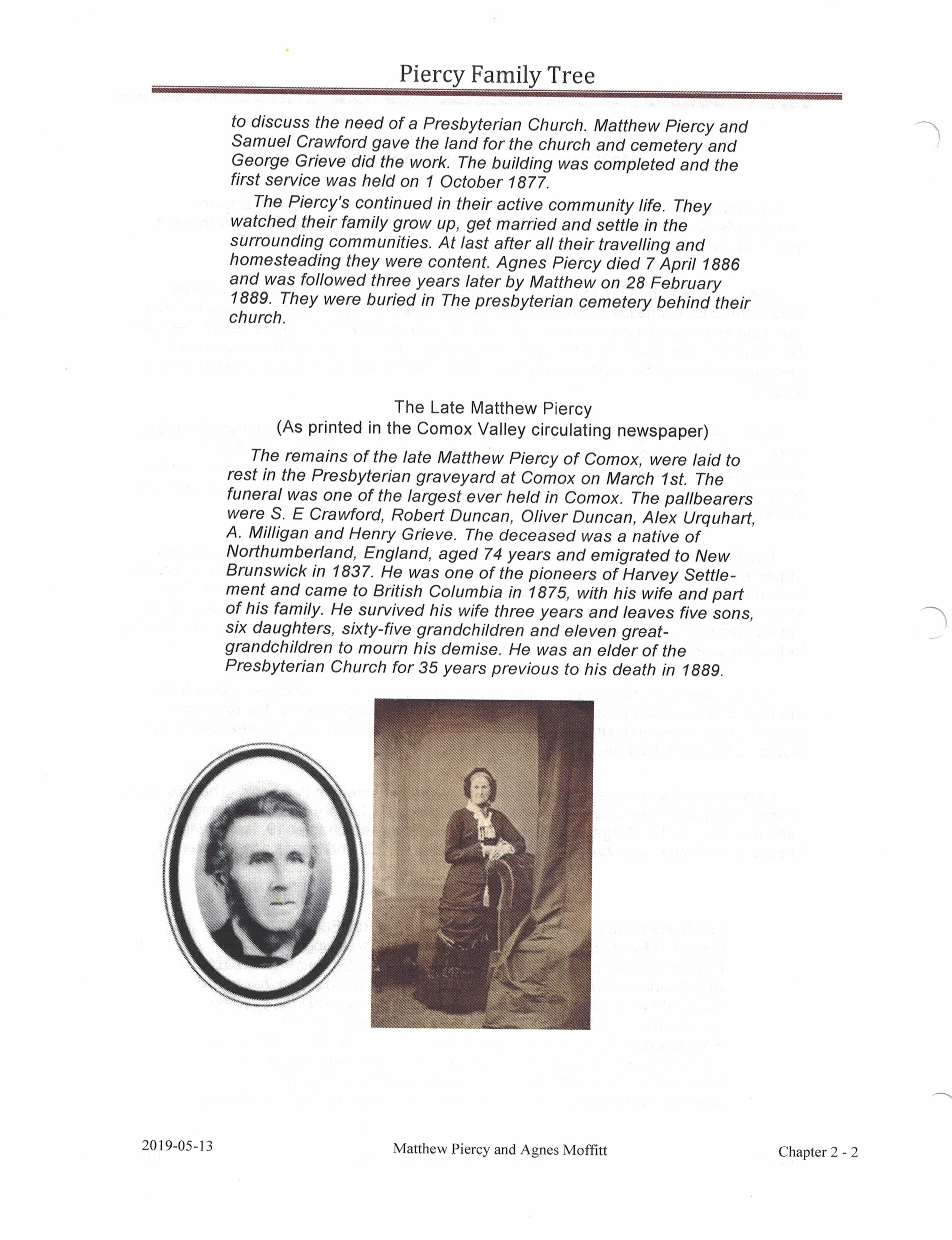 Second page of Matthew Piercy chapter